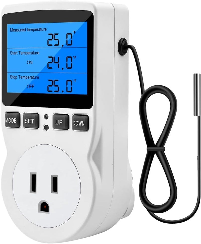 diymore Digital Thermostat Temperature Controller Electric Digital RV Thermostat Heating Cooling Control Mode Timer 1800W 120V 15A Incubator Thermometer Reptile Thermostat Greenhouse Pool Thermometer - Image 1